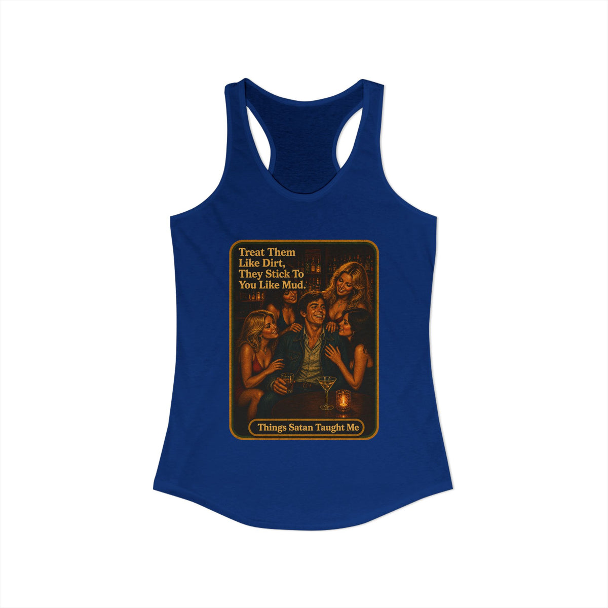 Treat Them Like Dirt Racerback Tank in Royal, view 2