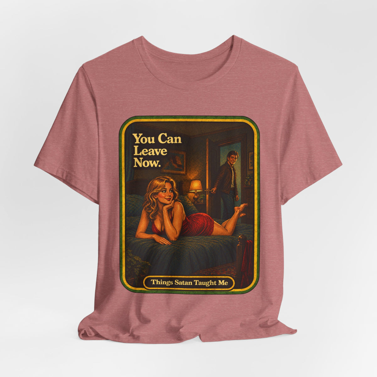 You Can Leave Now Unisex Tee in Heather Mauve, view 4