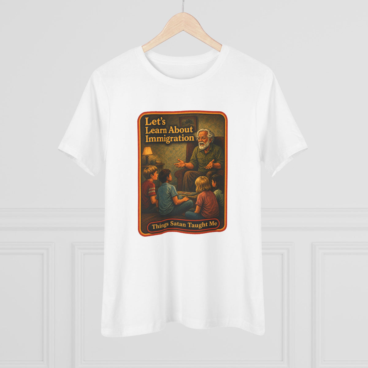 Let's Learn About Immigration Women's Tee in White, view 4