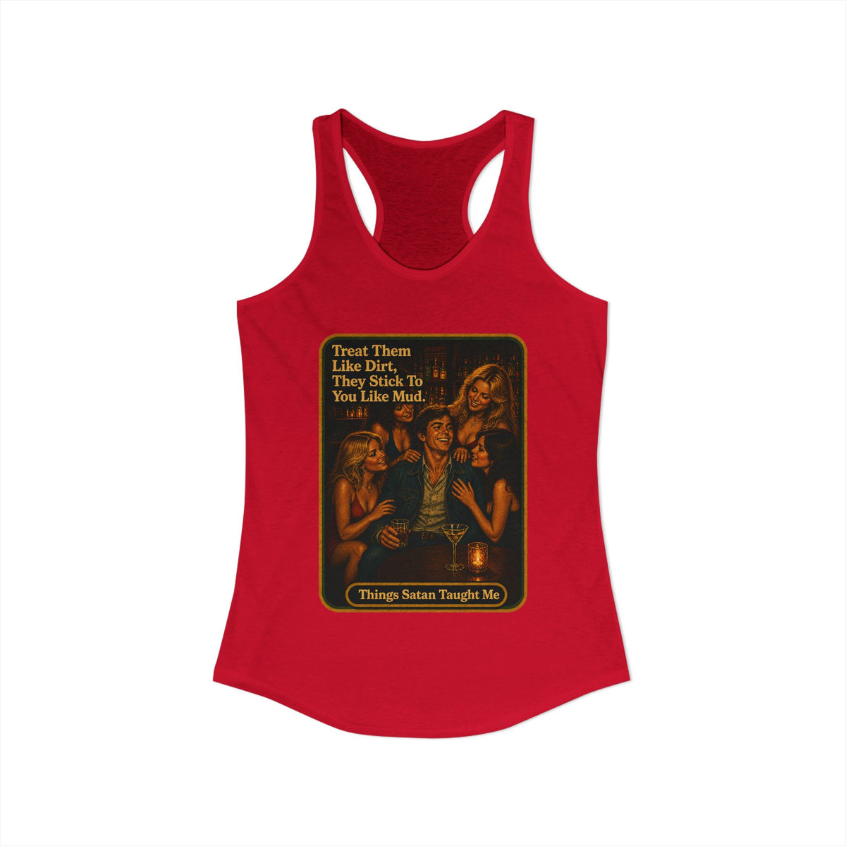 Treat Them Like Dirt Racerback Tank in Red, view 2
