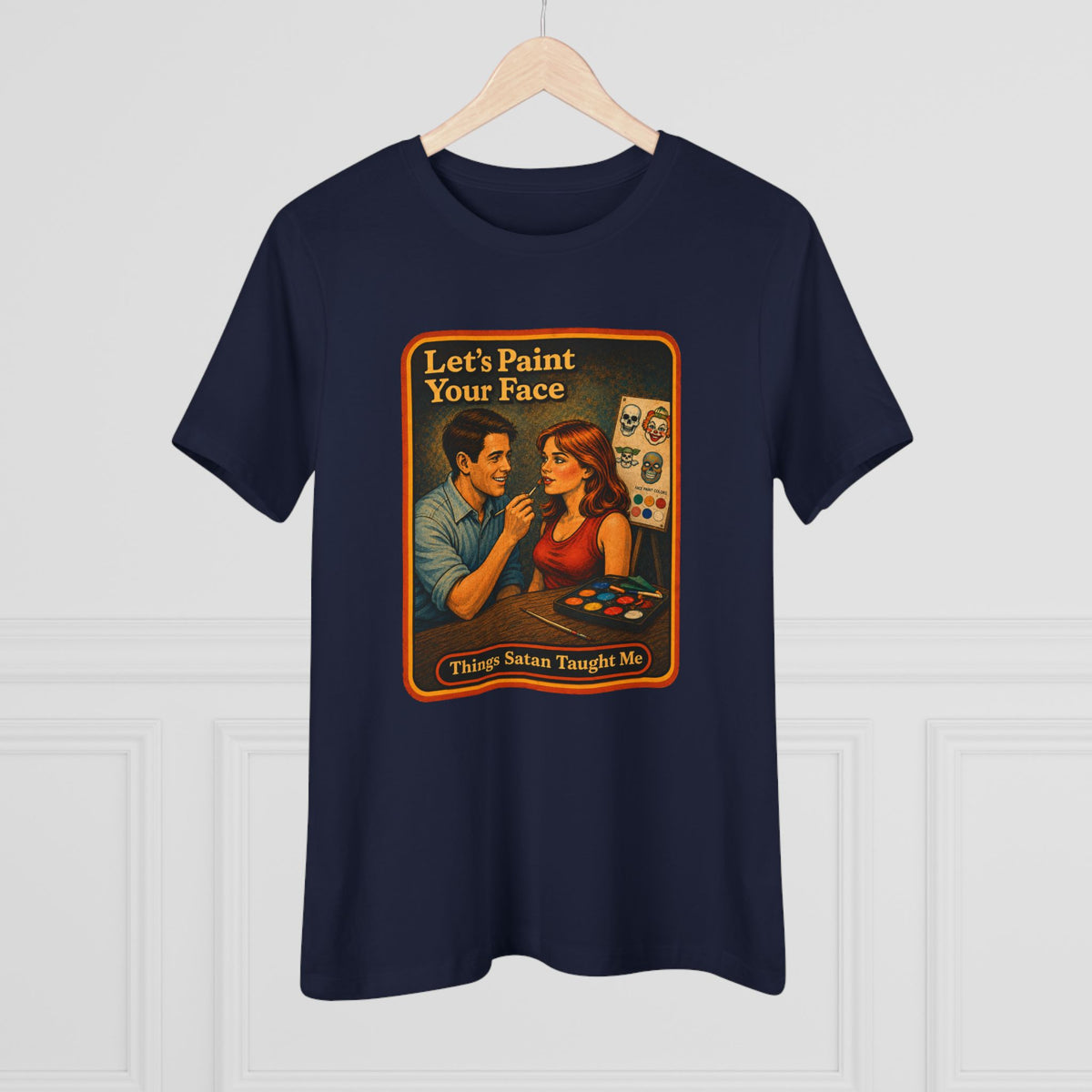 Let's Paint Your Face Women's Tee in Navy, view 4