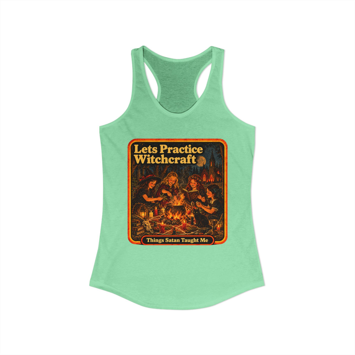 Let's Practice Witchcraft Racerback Tank in Mint, view 2