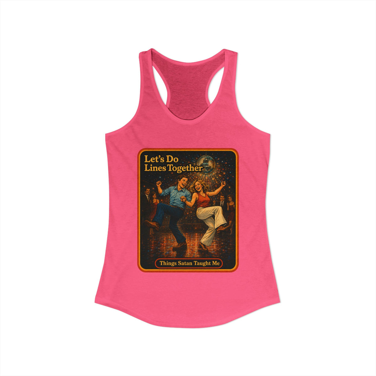 Let's Do Lines Together Racerback Tank in Hot Pink, view 2