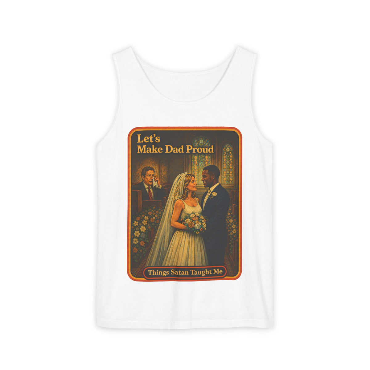Let's Make Dad Proud No. 2 Wife Beater in White, front