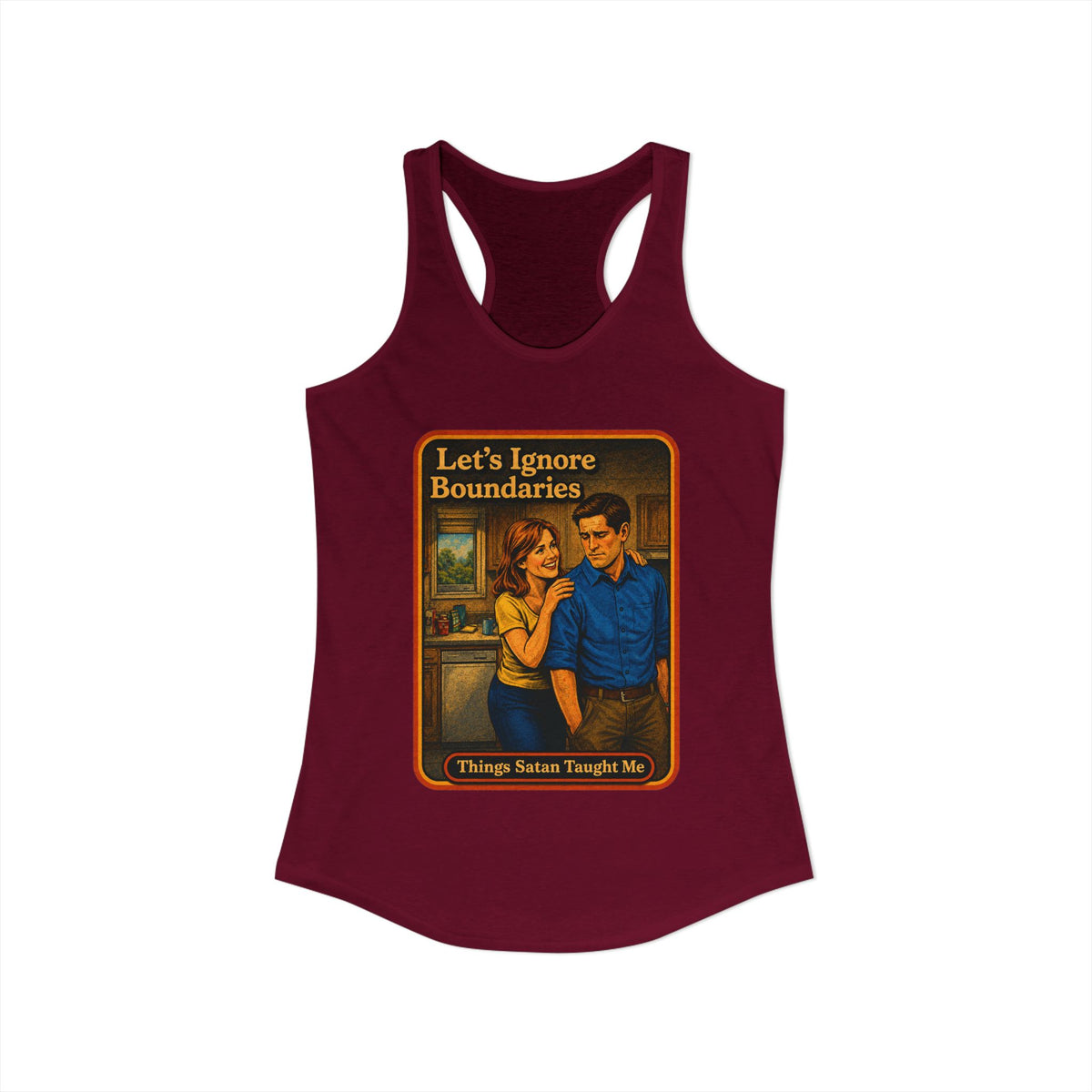 Let's Ignore Boundaries Racerback Tank in Cardinal Red, view 2