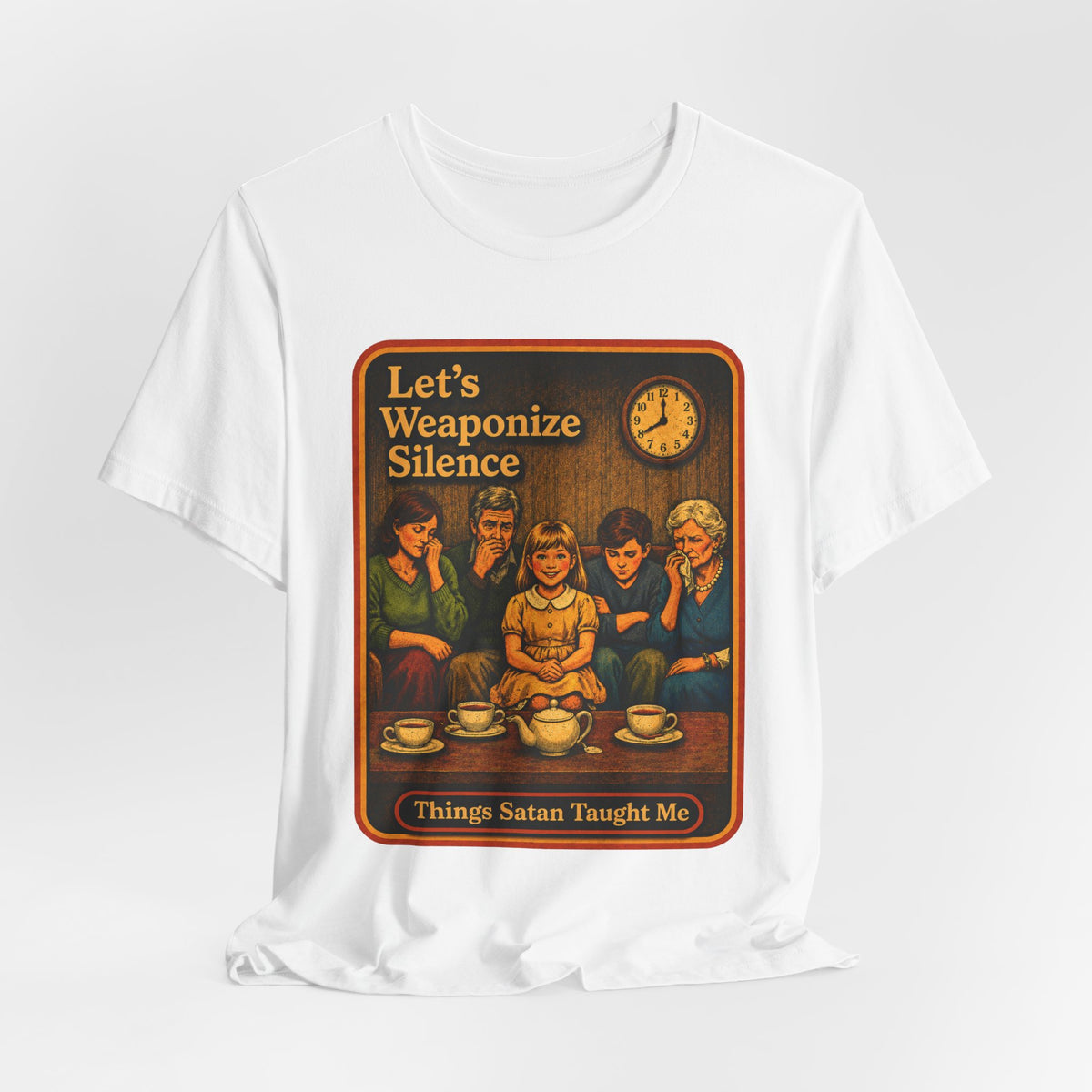 Let's Weaponize Silence Unisex Tee in White, view 4
