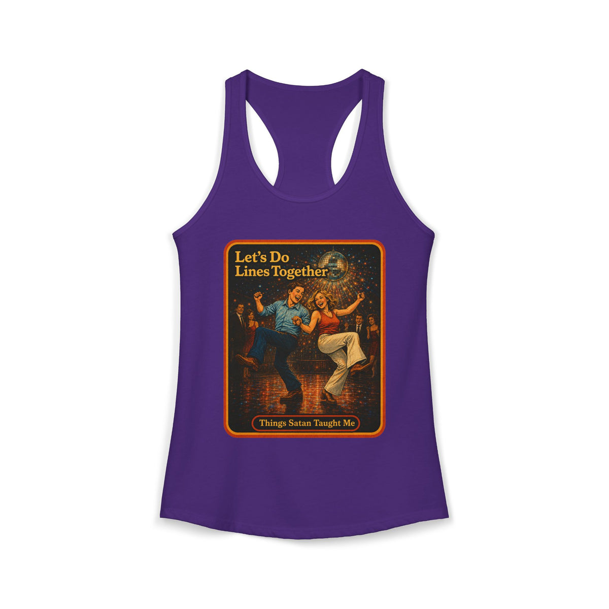 Let's Do Lines Together Racerback Tank in Purple Rush, front