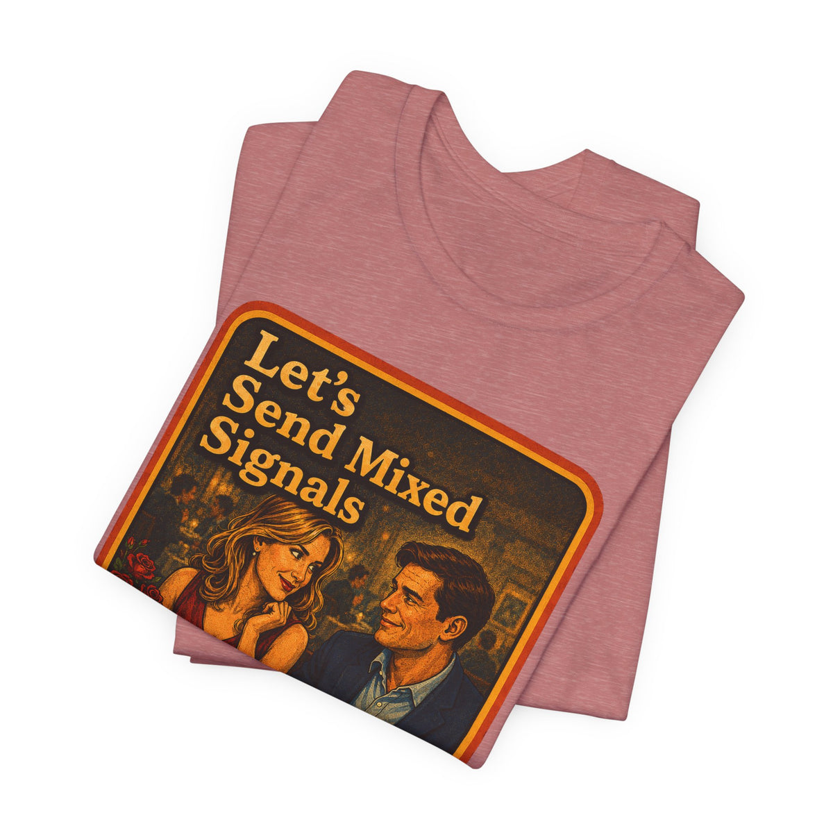 Let's Send Mixed Signals Unisex Tee in Heather Mauve, view 3