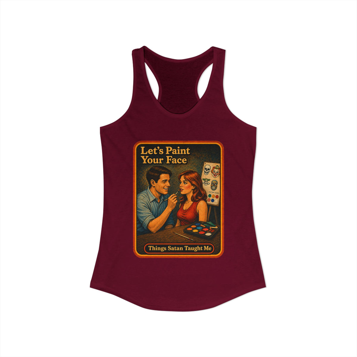 Let's Paint Your Face Racerback Tank in Cardinal Red, view 2