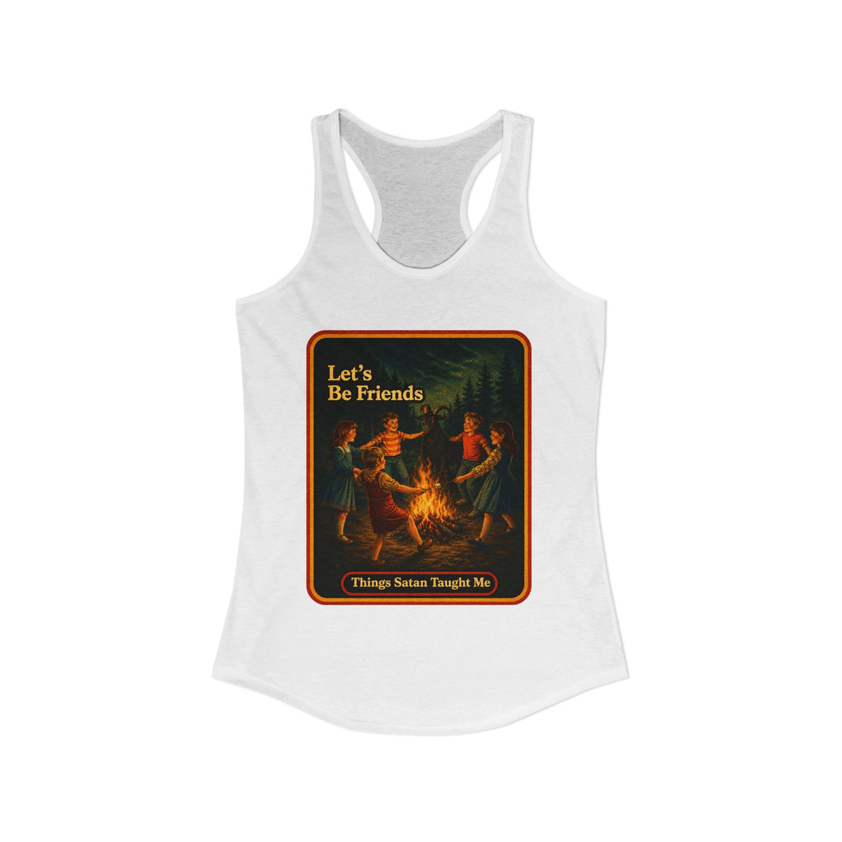 Let's Be Friends Racerback Tank in White, view 2
