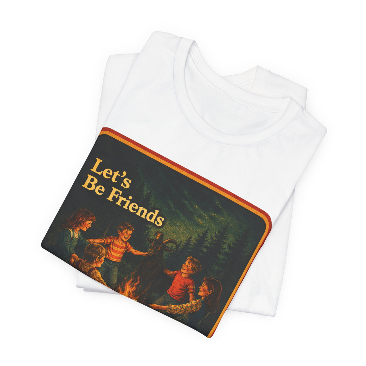 Let's Be Friends Unisex Tee in White, view 3