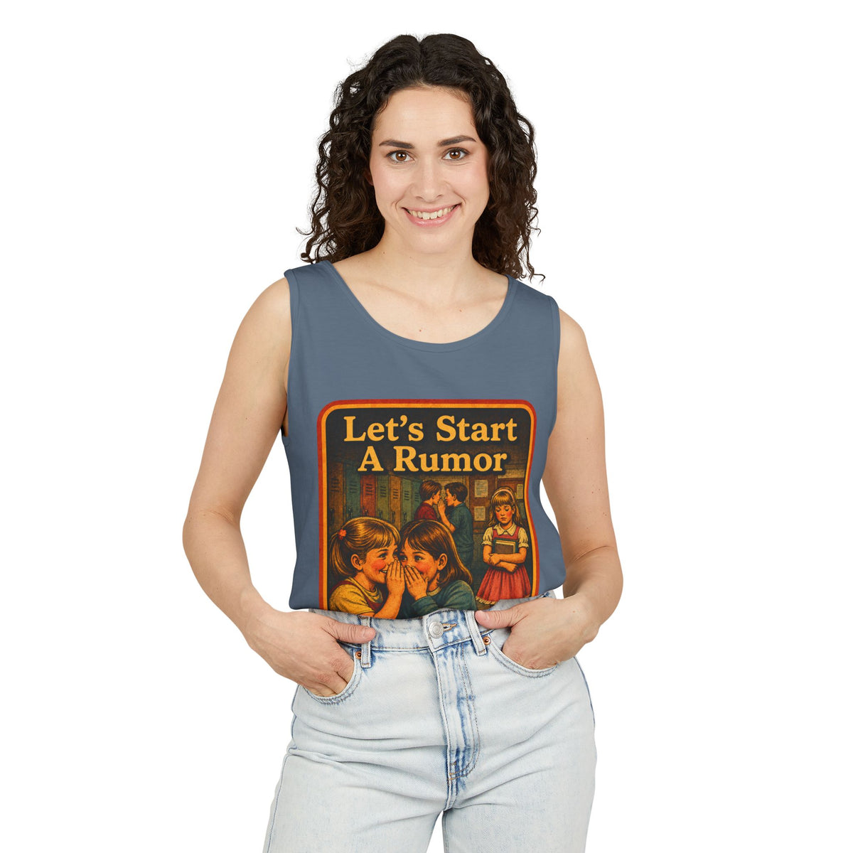 Let's Start A Rumor Wife Beater in Blue Jean, view 3