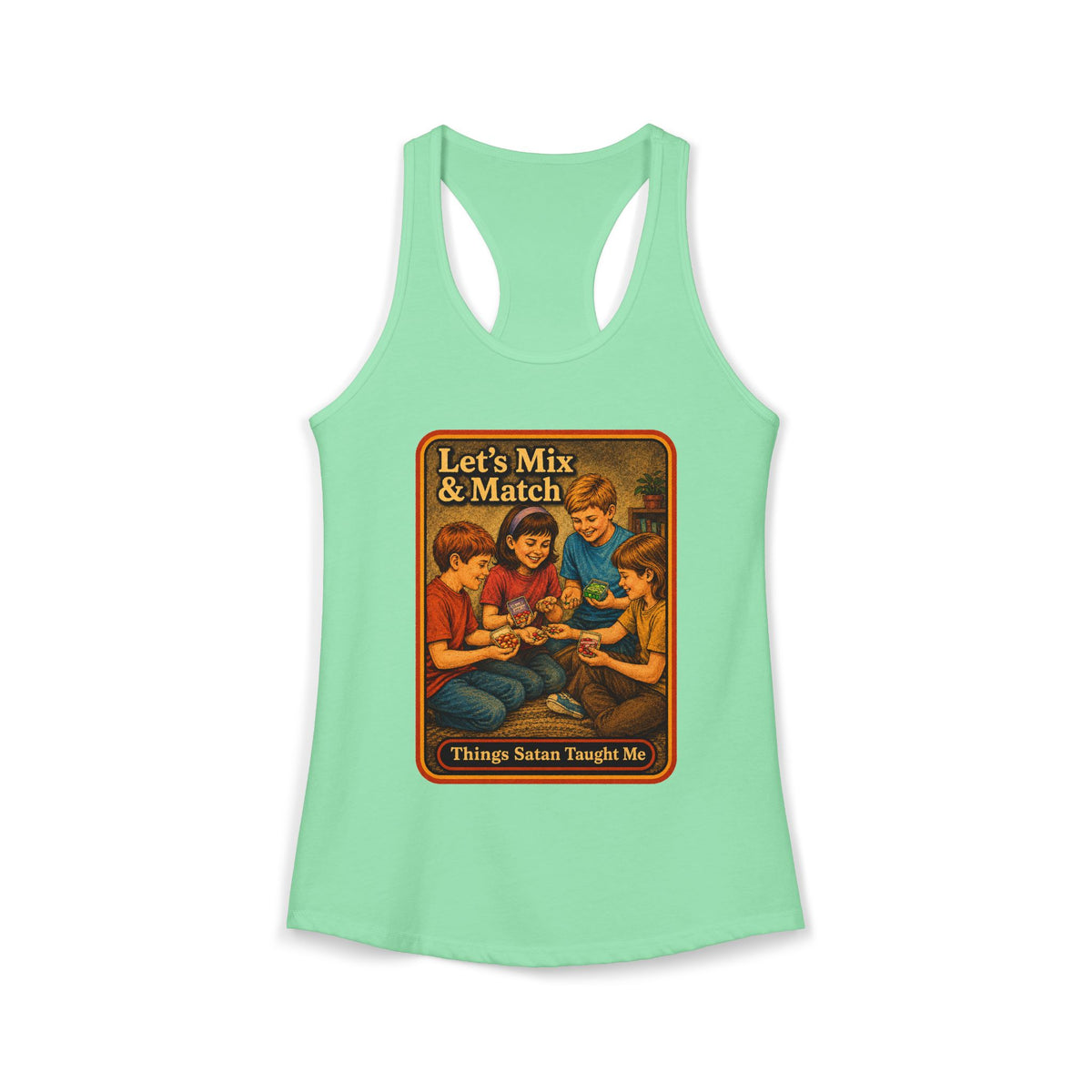 Let's Mix And Match Racerback Tank in Mint, front