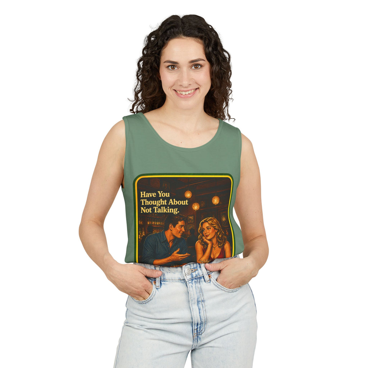 Have You Thought About Not Talking Wife Beater in Light Green, view 3