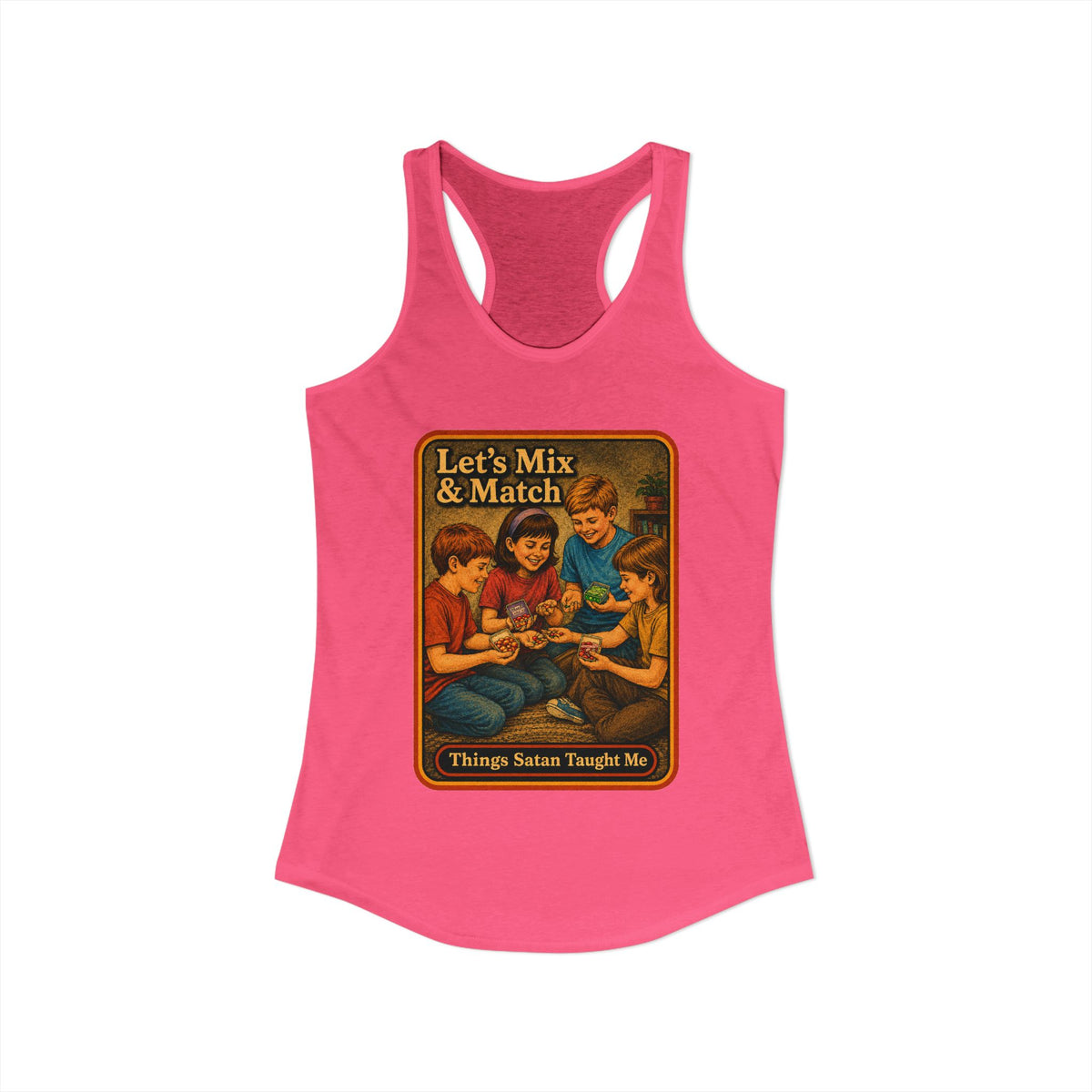 Let's Mix And Match Racerback Tank in Hot Pink, view 2