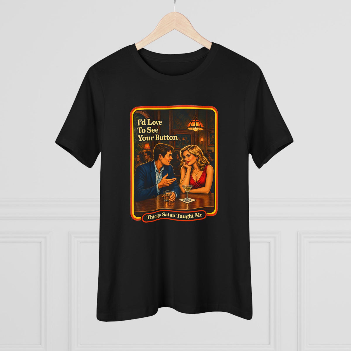 I'd Love To See Your Button Women's Tee in Black, view 4