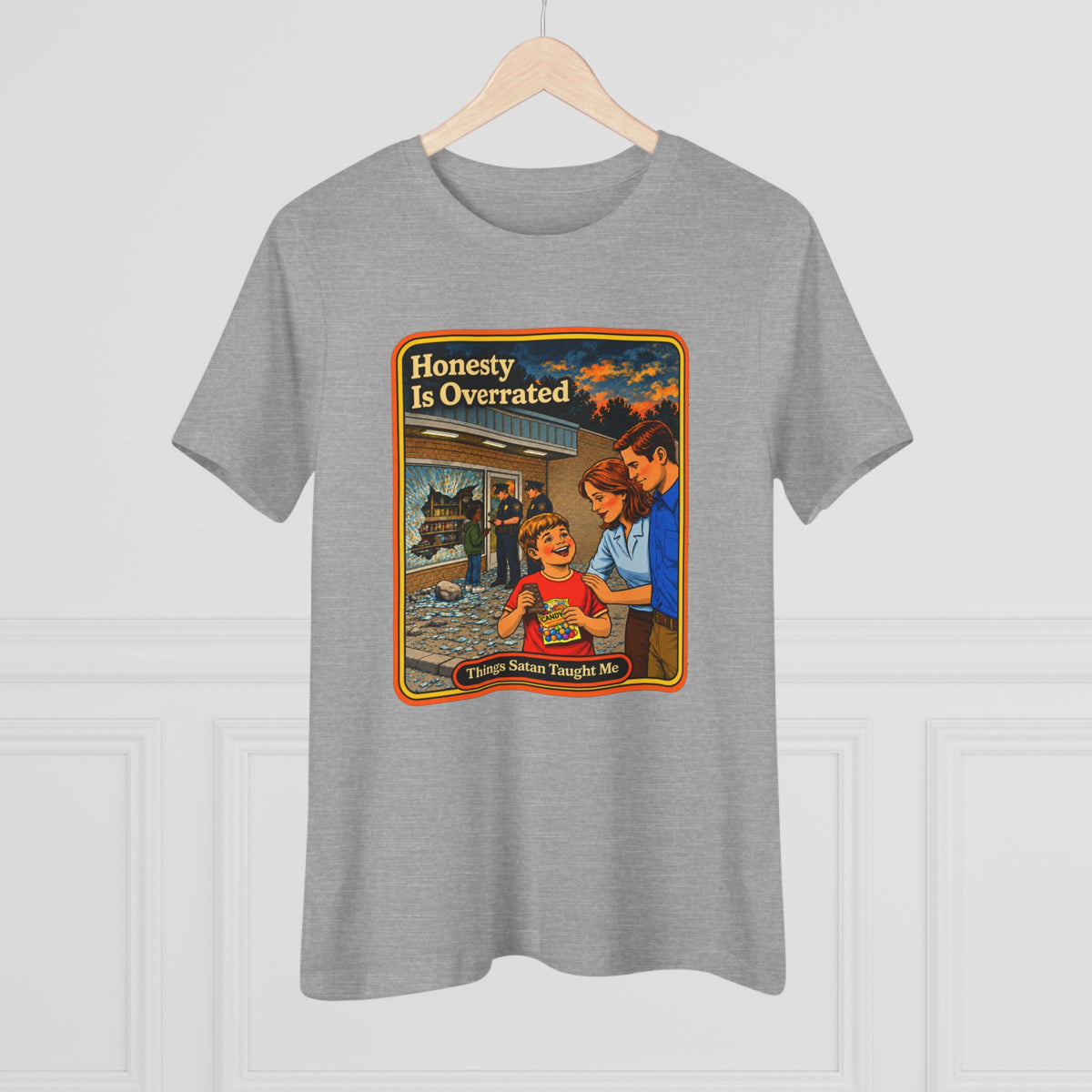 Honesty Is Overrated Women's Tee in Athletic Heather, view 4
