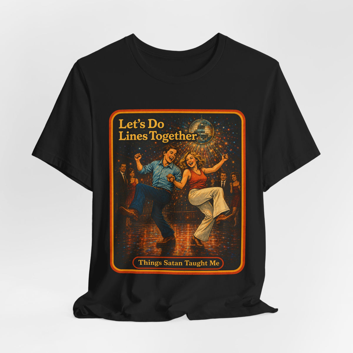 Let's Do Lines Together Unisex Tee in Black, view 4