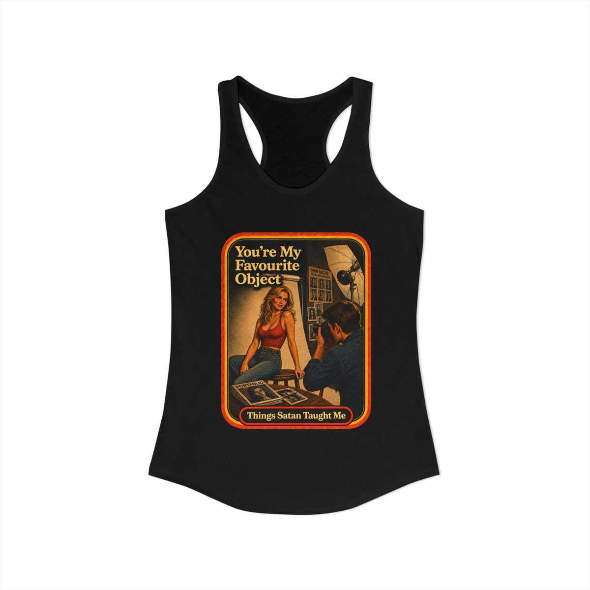 You're My Favourite Object Racerback Tank in Black, view 2