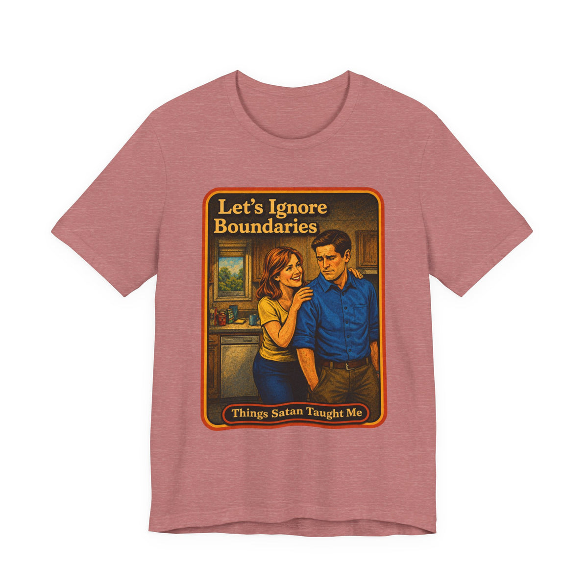 Let's Ignore Boundaries Unisex Tee in Heather Mauve, front