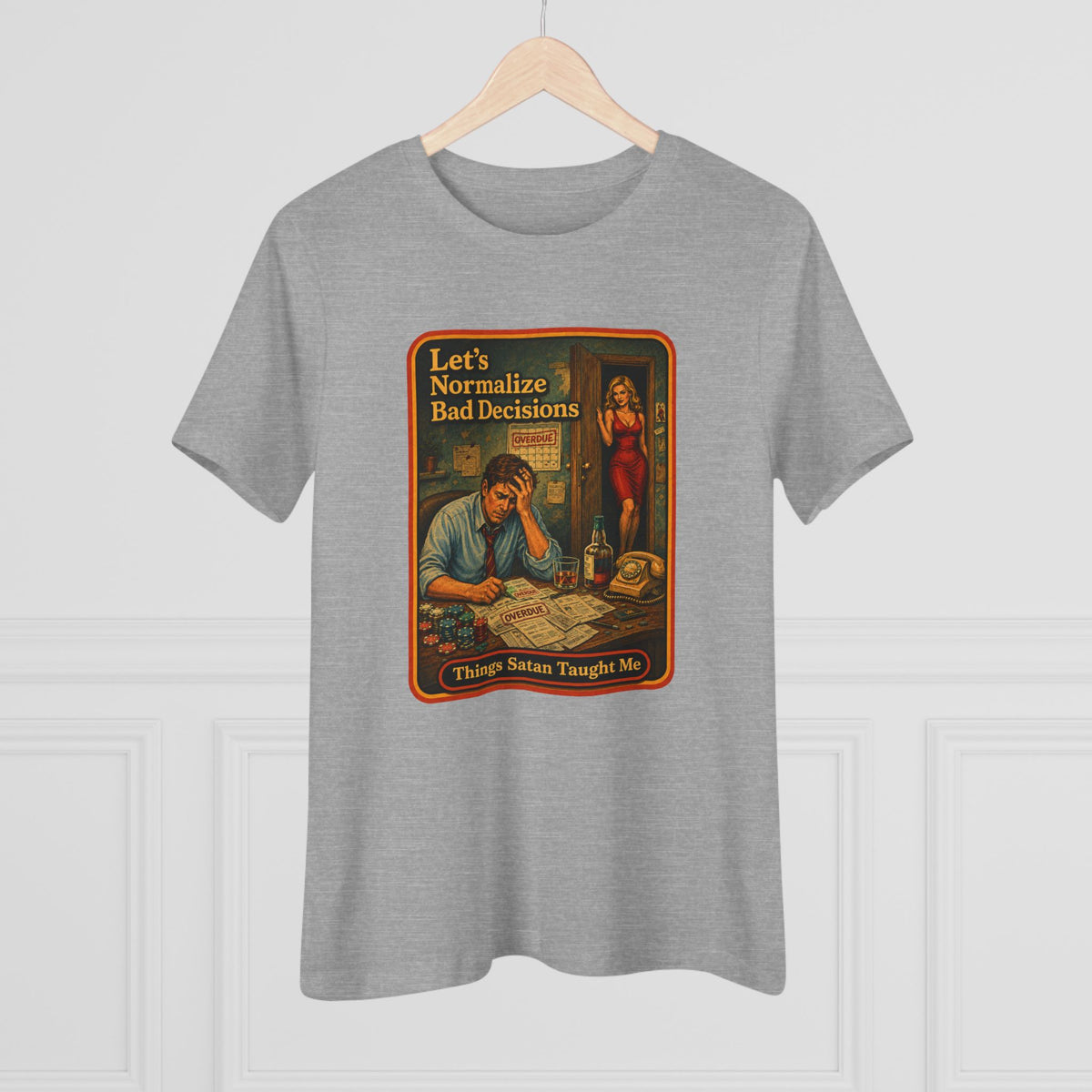 Let's Normalize Bad Decisions Women's Tee in Athletic Heather, view 4
