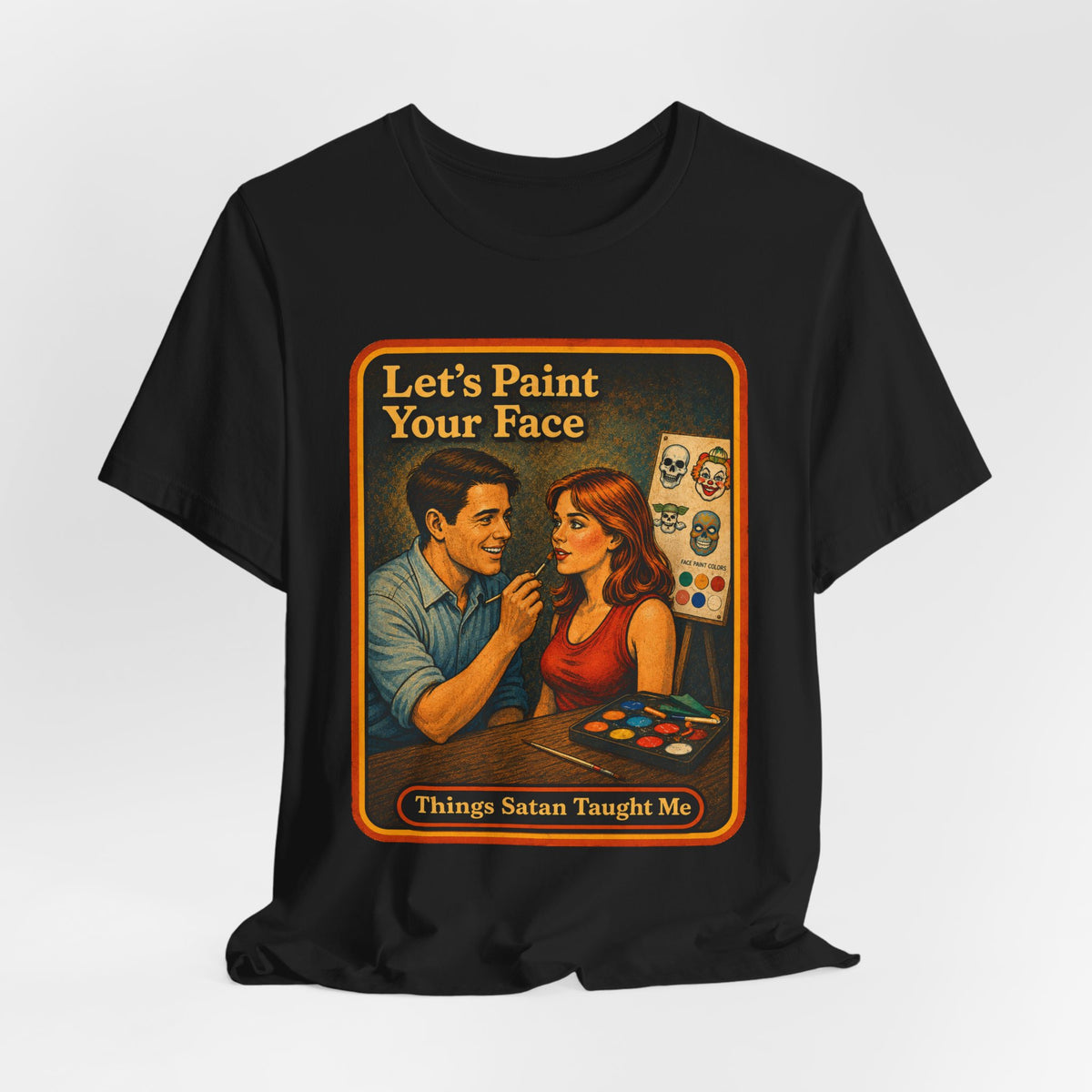 Let's Paint Your Face Unisex Tee in Black, view 4