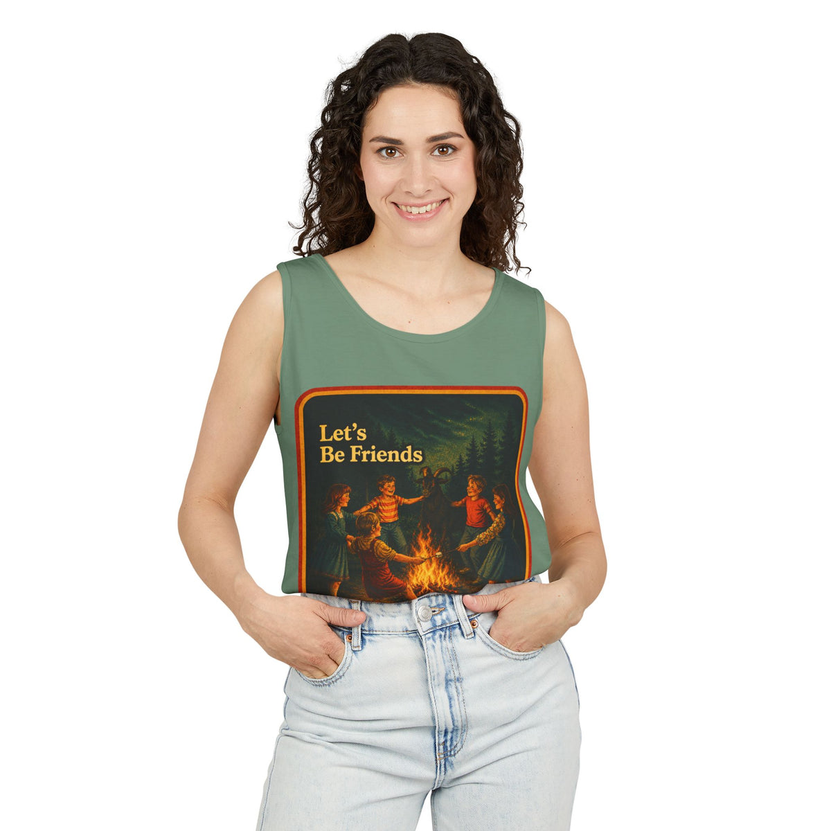 Let's Be Friends Wife Beater in Light Green, view 3