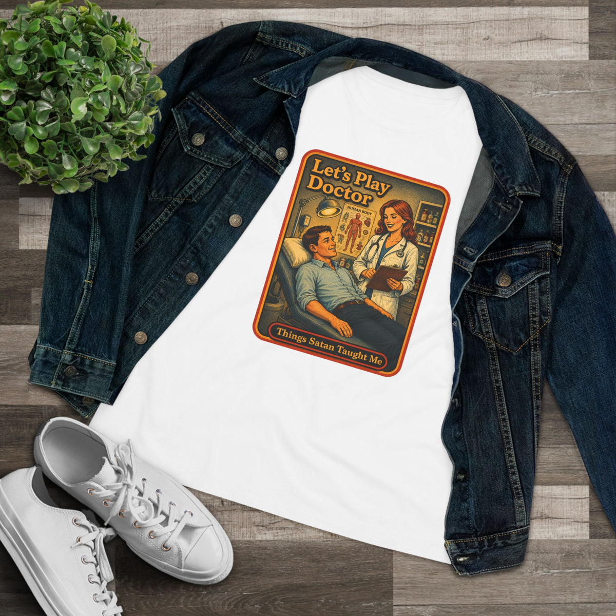 Let's Play Doctor Women's Tee in White, view 3