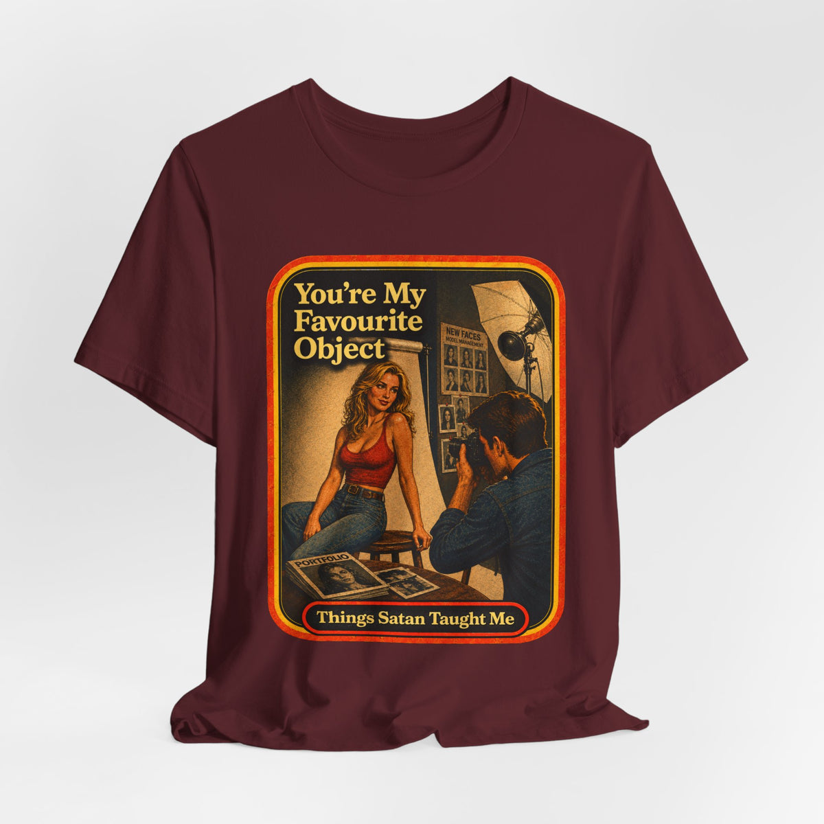You're My Favourite Object Unisex Tee in Maroon, view 4