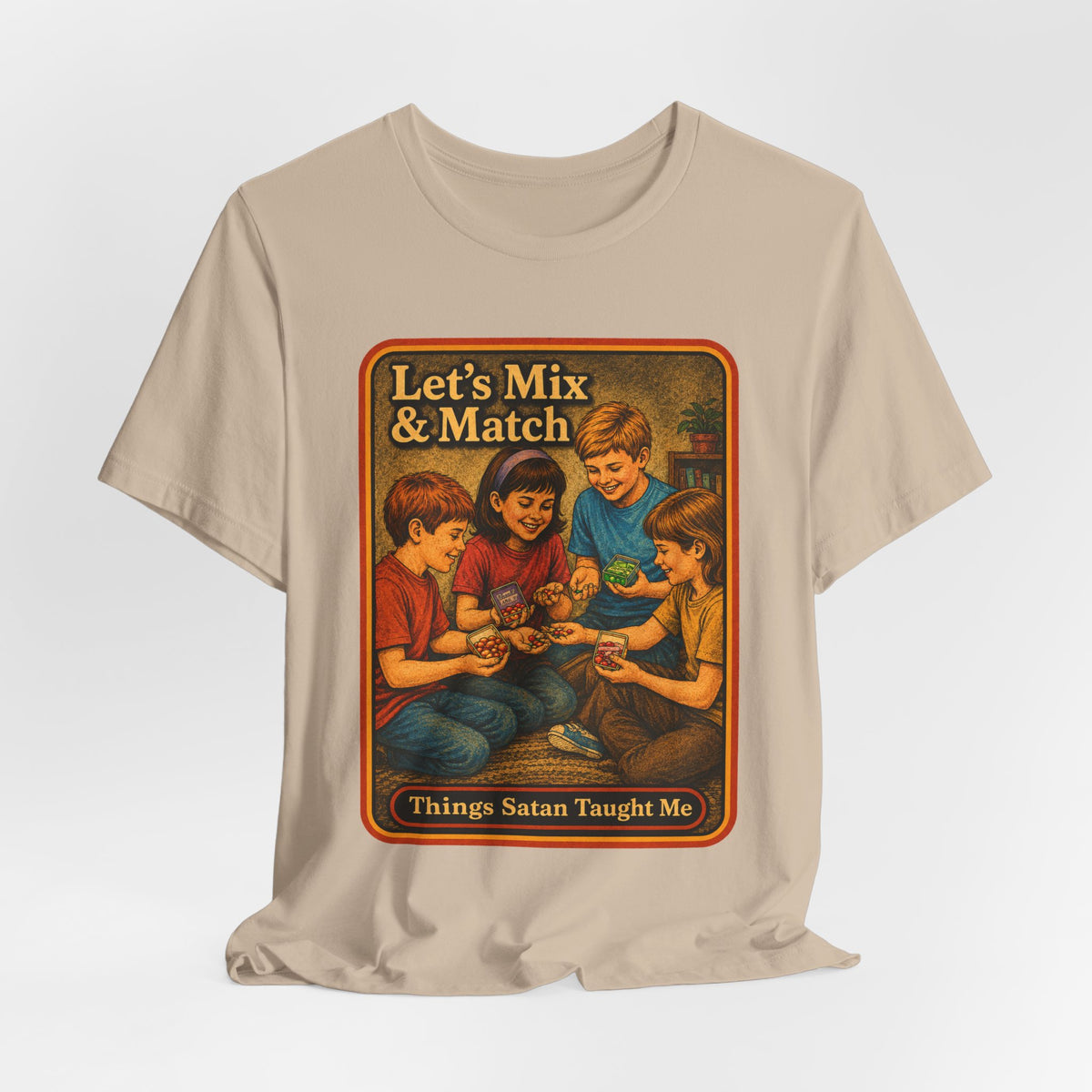Let's Mix And Match Unisex Tee in Tan, view 4