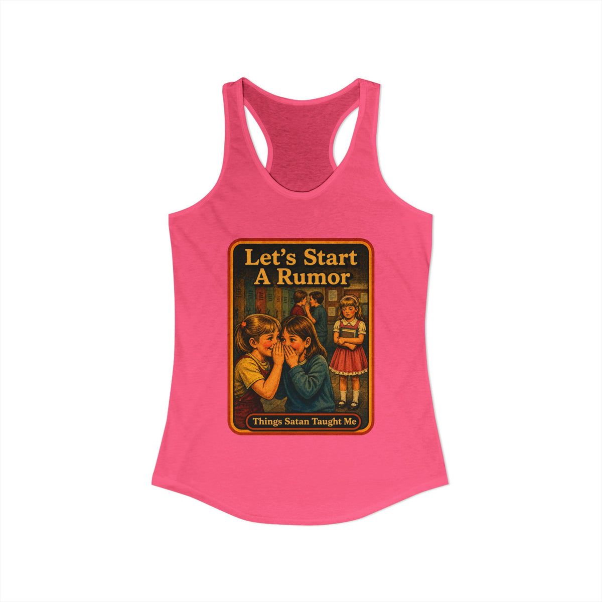 Let's Start A Rumor Racerback Tank in Hot Pink, view 2