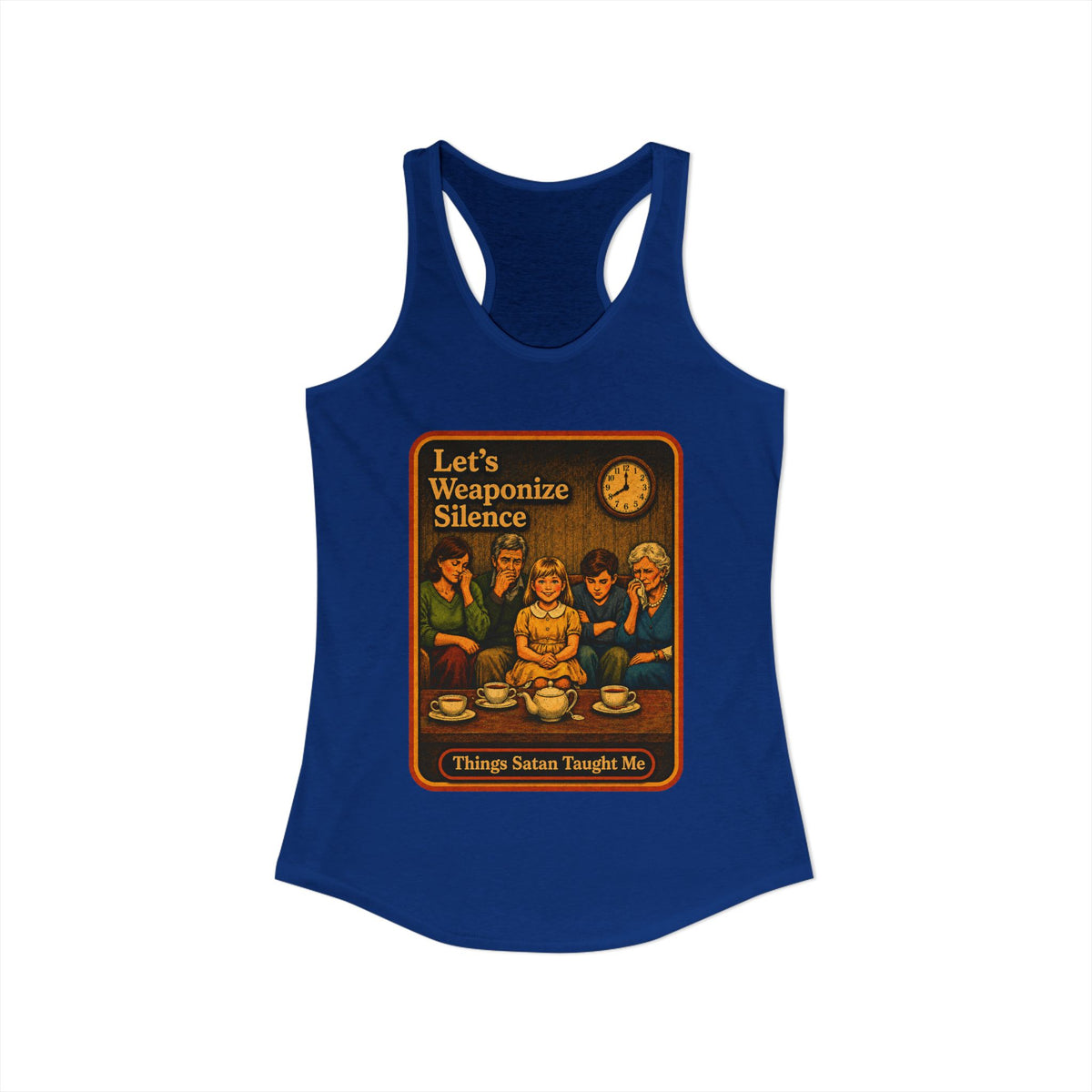 Let's Weaponize Silence Racerback Tank in Royal, view 2