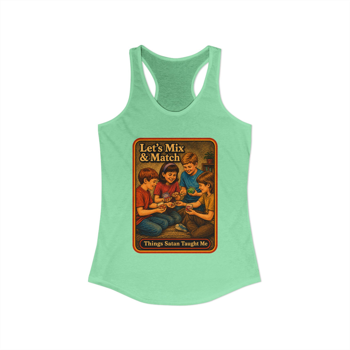 Let's Mix And Match Racerback Tank in Mint, view 2