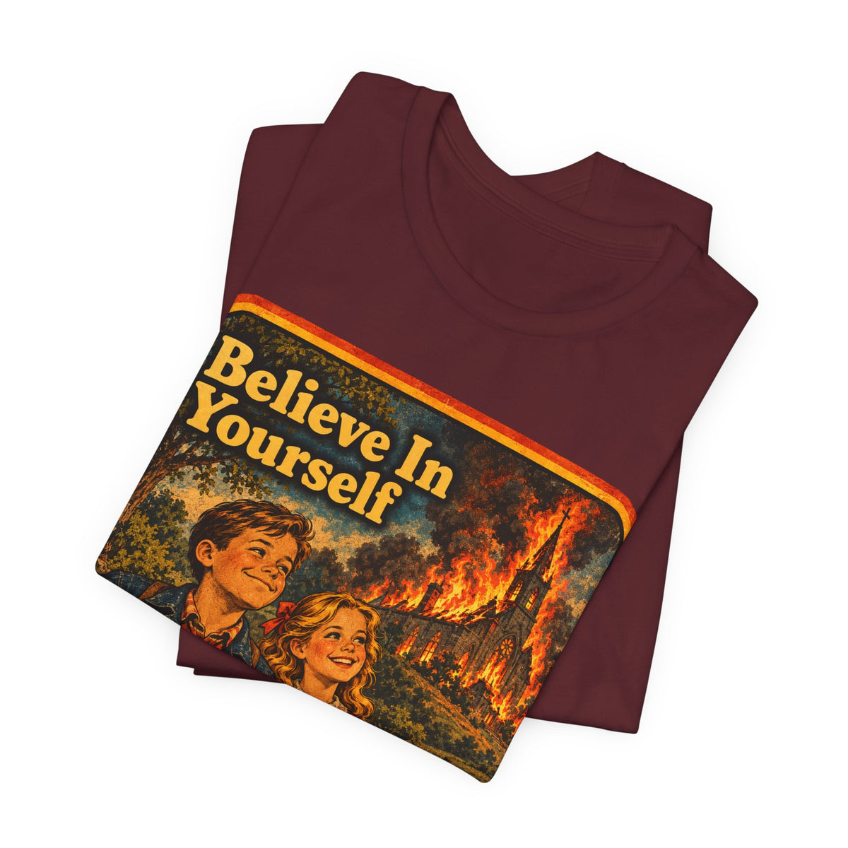 Believe In Yourself Unisex Tee in Maroon, view 3