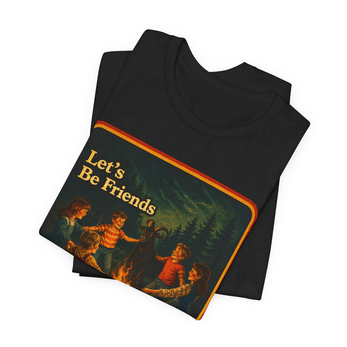 Let's Be Friends Unisex Tee in Black, view 3