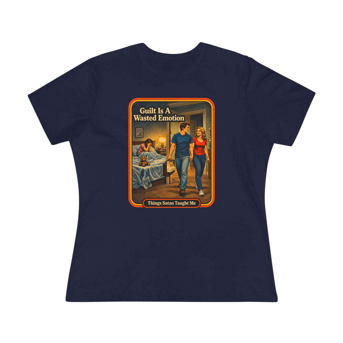 Guilt Is A Wasted Emotion Women's Tee in Navy, front