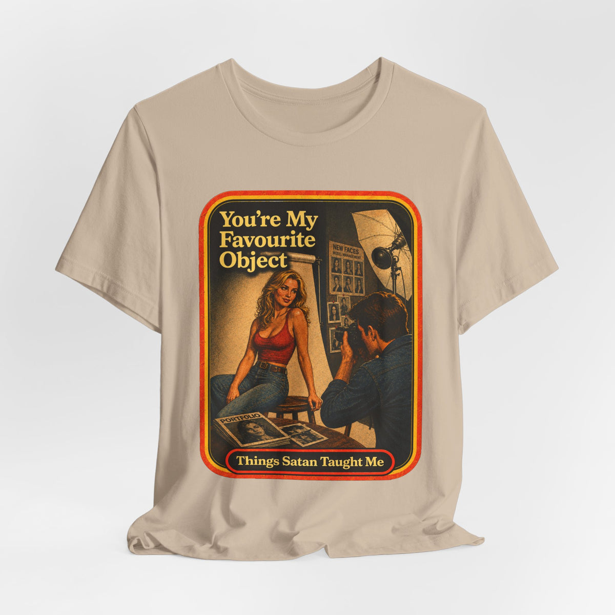 You're My Favourite Object Unisex Tee in Tan, view 4