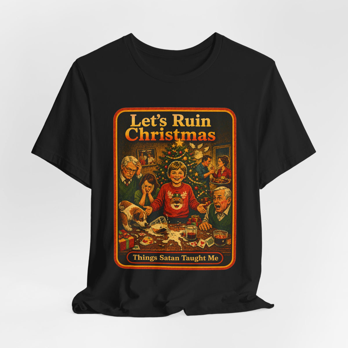 Let's Ruin Christmas Unisex Tee in Black, view 4