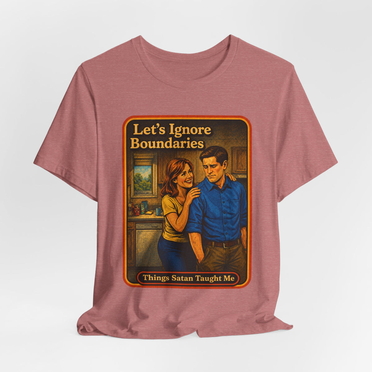 Let's Ignore Boundaries Unisex Tee in Heather Mauve, view 4