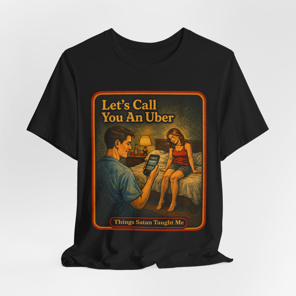 Let's Call You An Uber Unisex Tee in Black, view 4