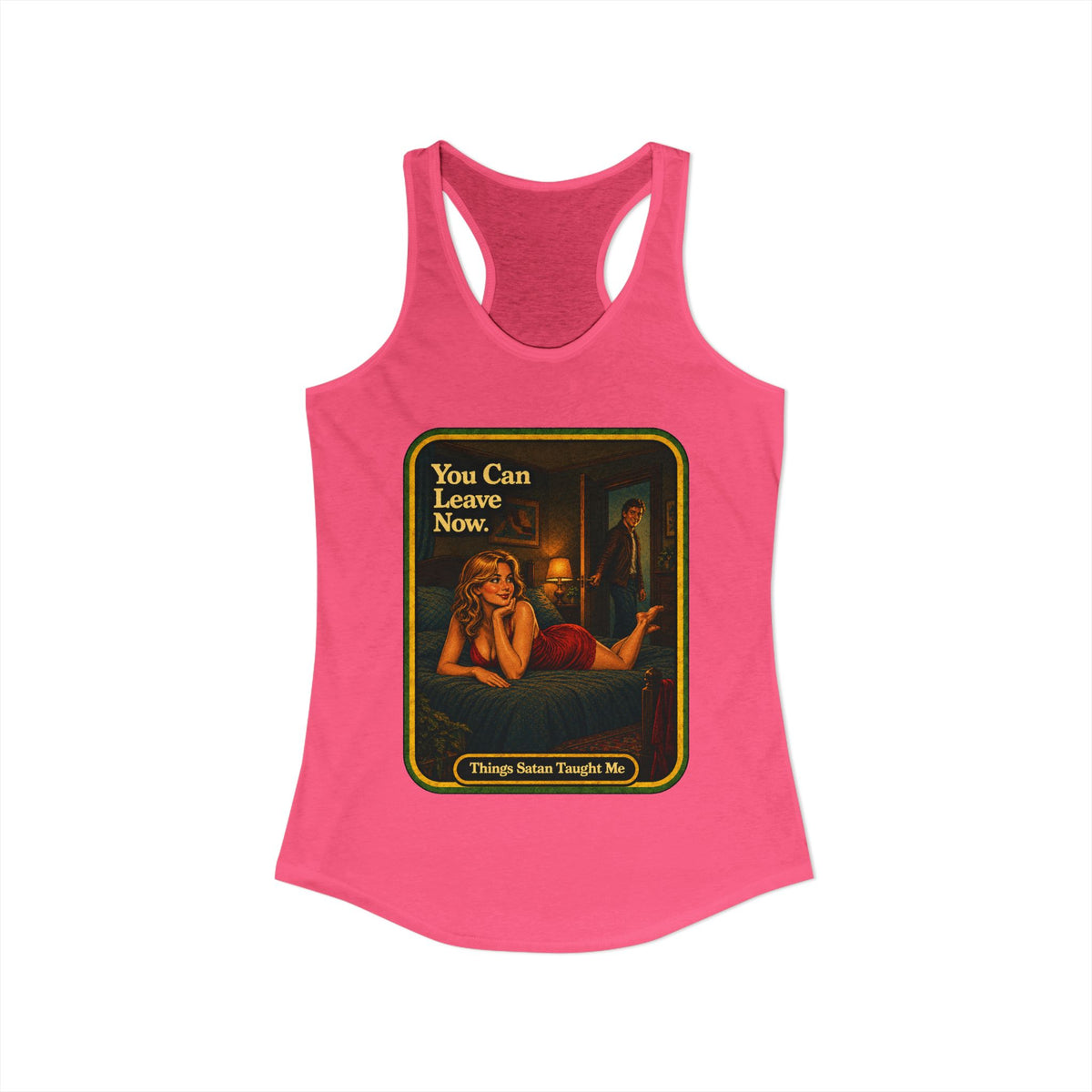 You Can Leave Now Racerback Tank in Hot Pink, view 2