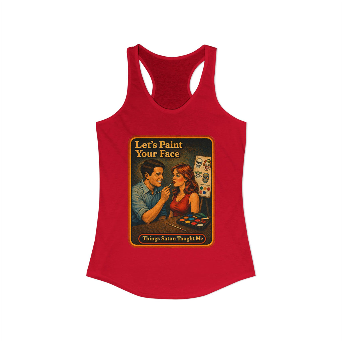 Let's Paint Your Face Racerback Tank in Red, view 2