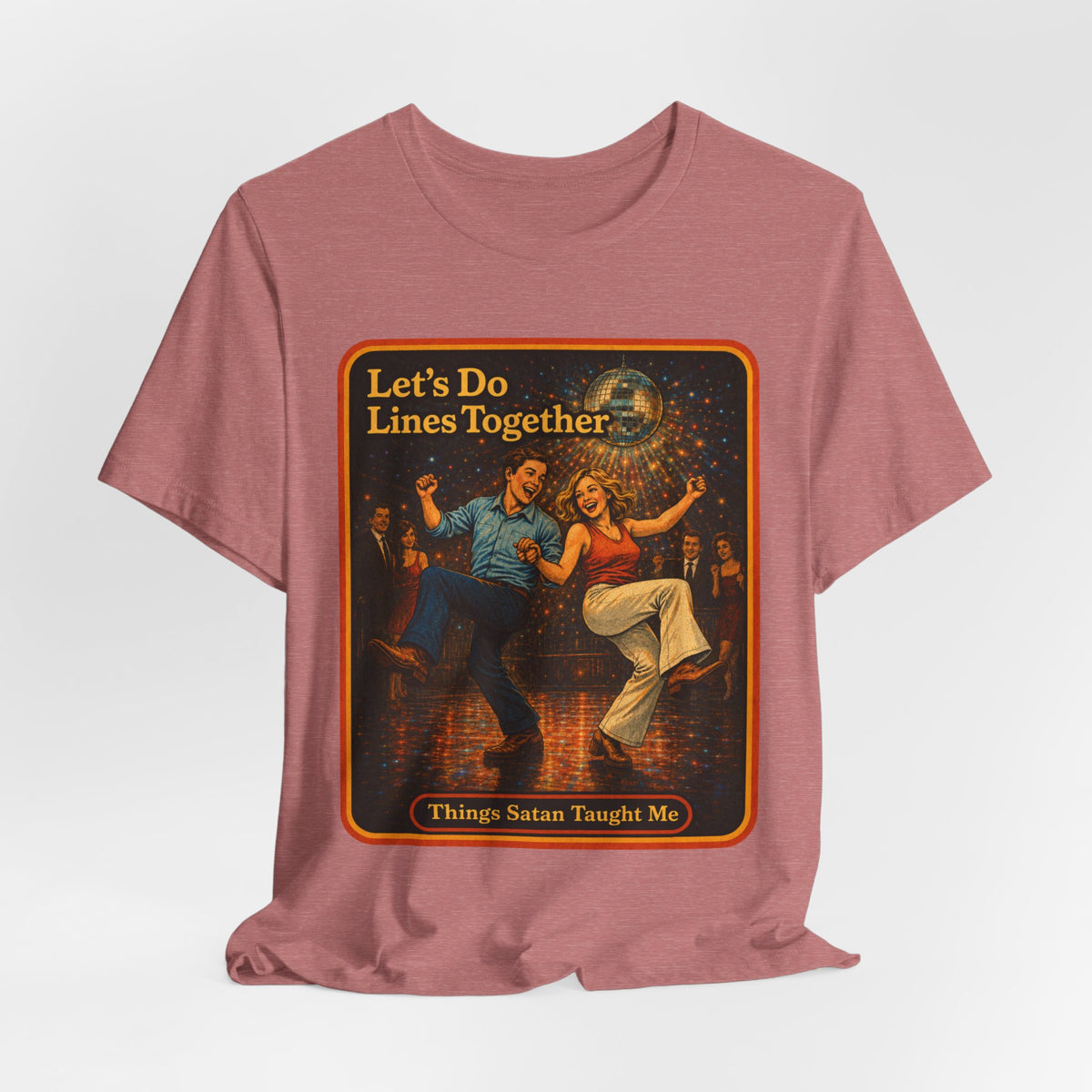 Let's Do Lines Together Unisex Tee in Heather Mauve, view 4