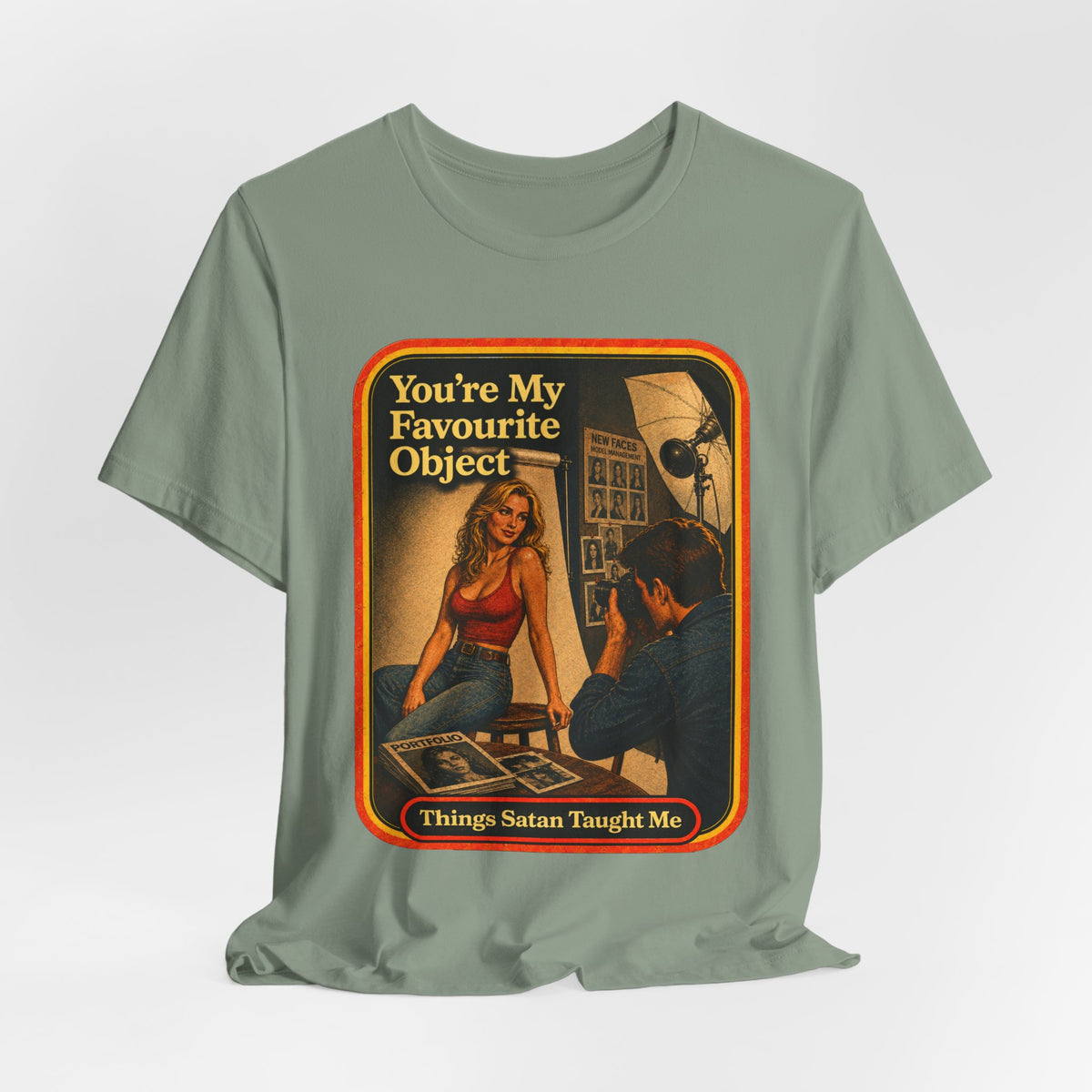 You're My Favourite Object Unisex Tee in Sage, view 4