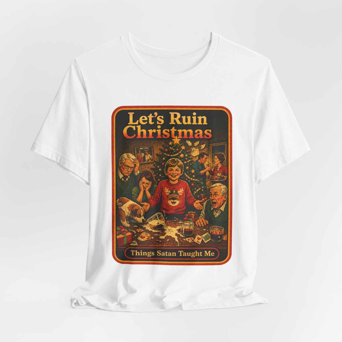 Let's Ruin Christmas Unisex Tee in White, view 4