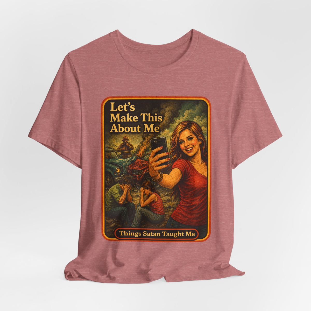 Let's Make This About Me Unisex Tee in Heather Mauve, view 4