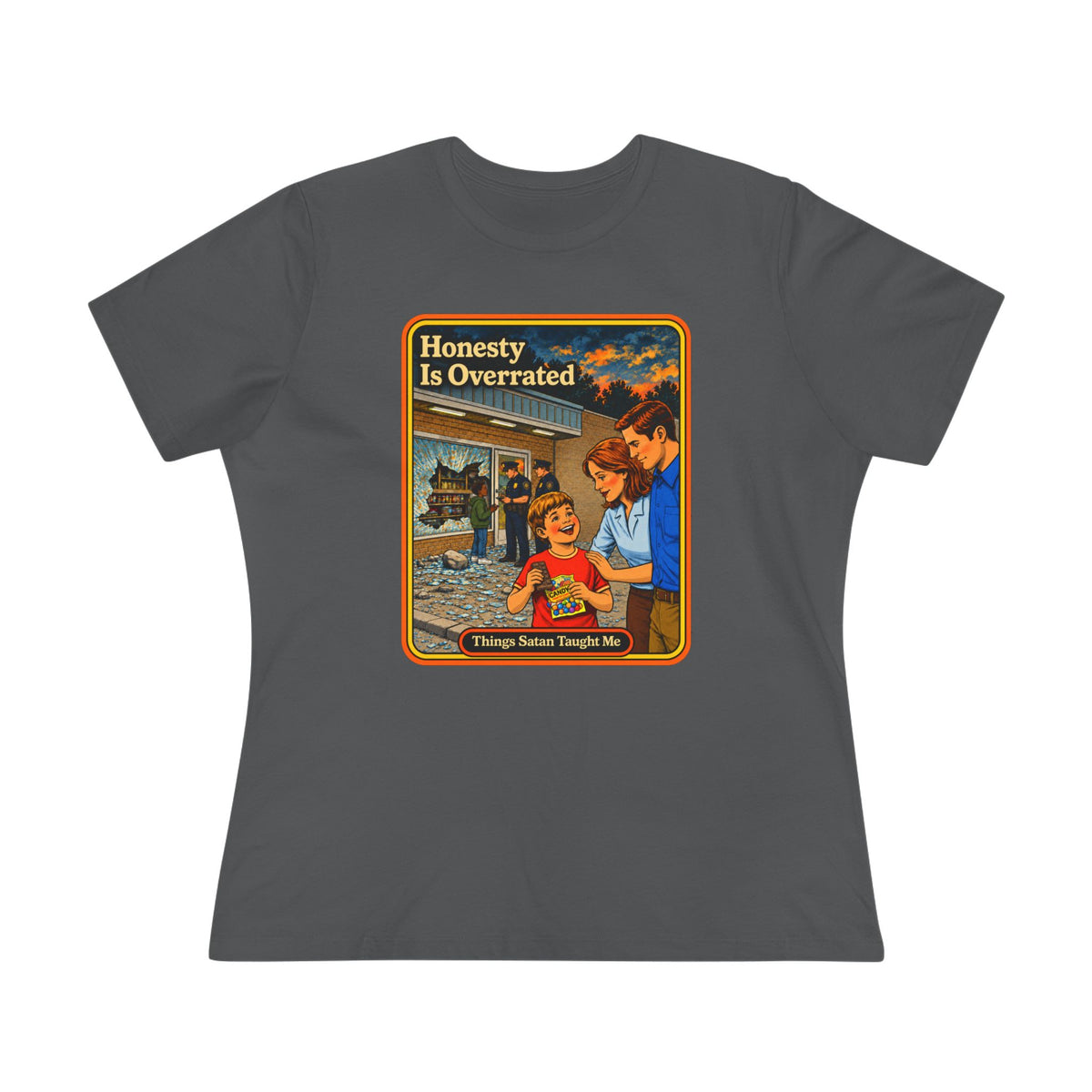 Honesty Is Overrated Women's Tee in Asphalt, front