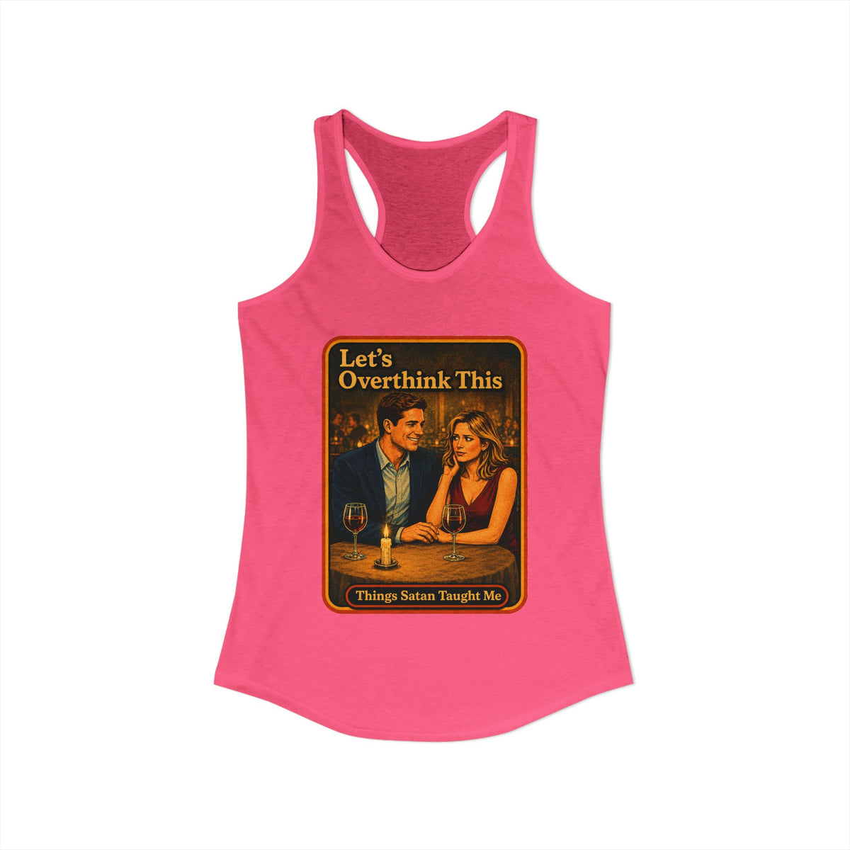 Let's Overthink This Racerback Tank in Hot Pink, view 2