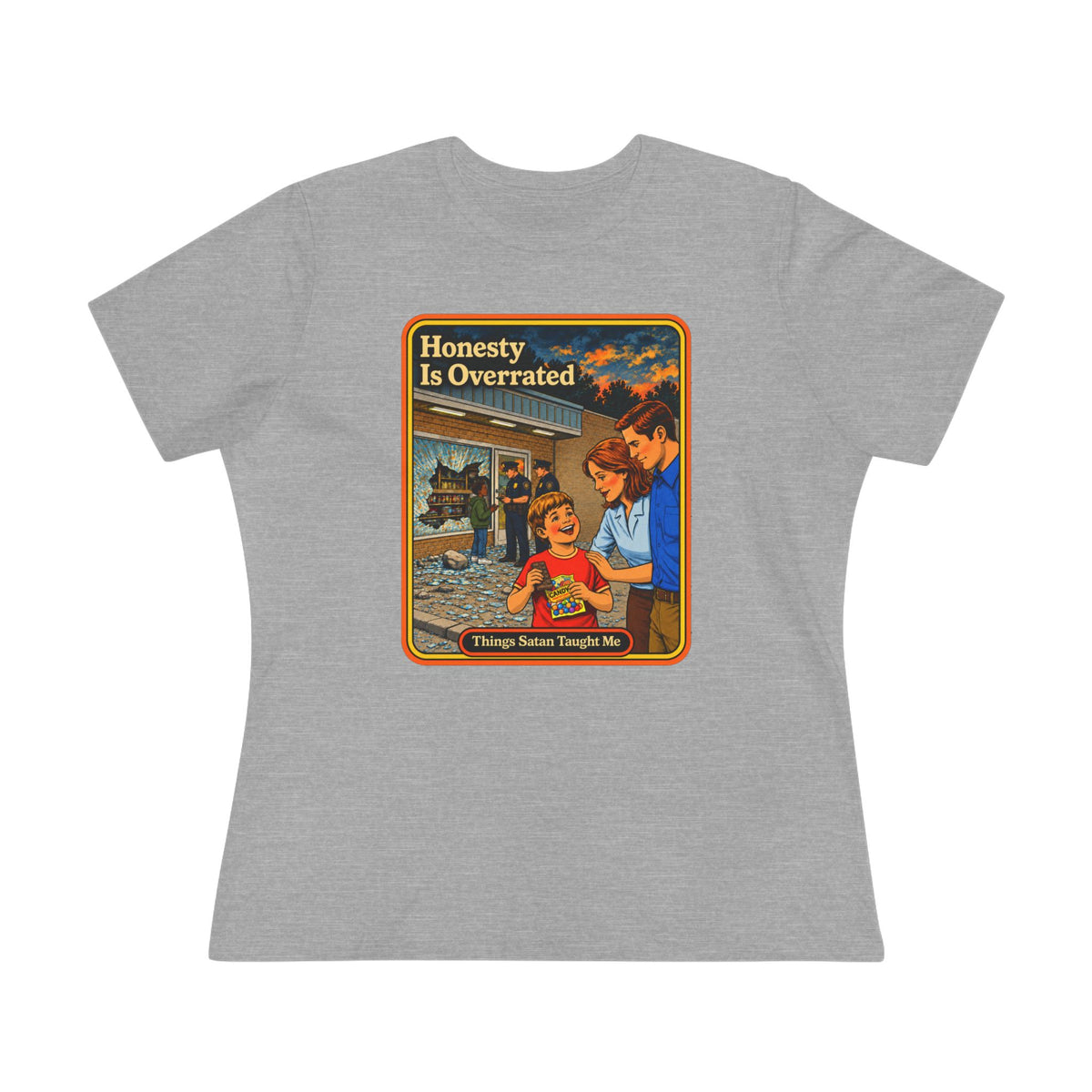 Honesty Is Overrated Women's Tee in Athletic Heather, front