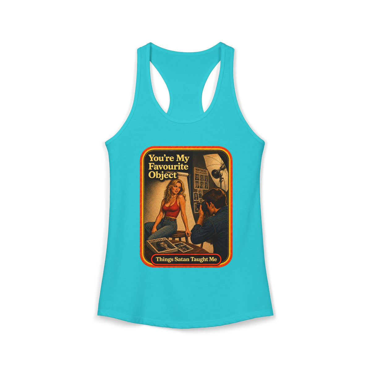 You're My Favourite Object Racerback Tank in Tahiti Blue, front